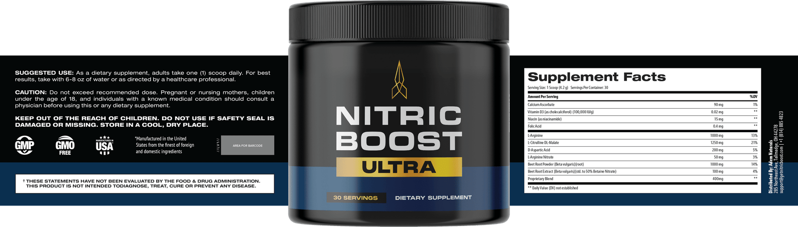 Nitric Boost Ultra Bottle and Packaging Banner